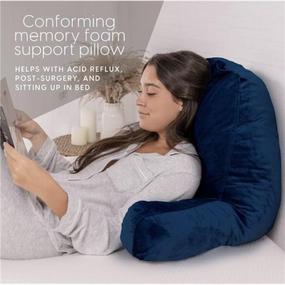 Reading Pillow with Shredded Memory Foam, Large Adult Backrest with Arms Support - Picture 4 of 8